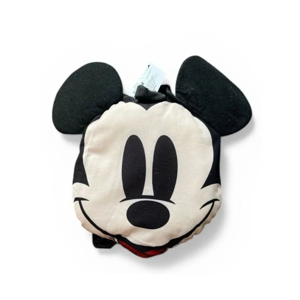 Mickey Mouse Head Shaped Flat Pillow Plush Boys or Girls Small Backpack NWT